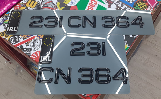 3D Black Gel Tinted Plates 1 Long & 1 Square