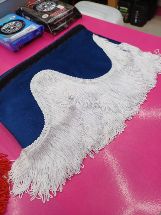CMG TRUCK PELMET BLUE WITH WHITE TASSELS