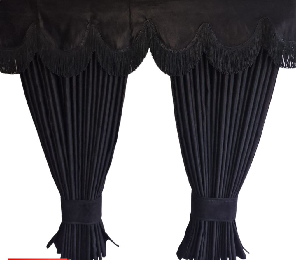 CMG BLACK TRUCK CURTAINS WITH PELMET