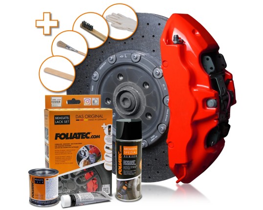 Foliatec Brake Caliper Lacquer Set - 3 Components - Performance Red