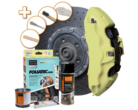 Foliatec Brake Caliper Lacquer Set - 3 Components - Creamy Vanilla