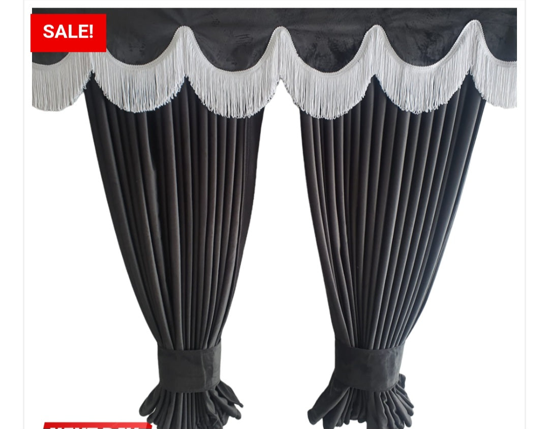 CMG GREY TRUCK CURTAINS WITH PELMET