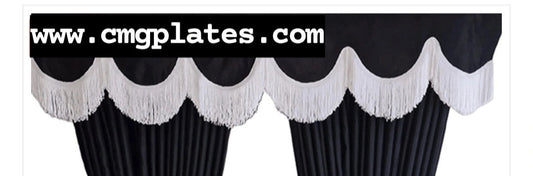 CMG TRUCK PELMET BLACK WITH WHITE TASSELS