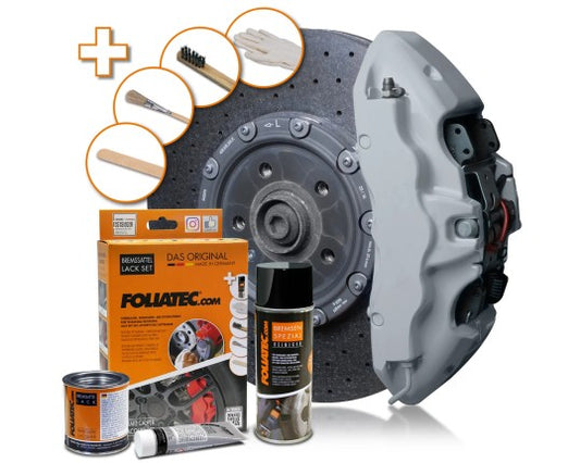 Foliatec Brake Caliper Lacquer Set - 3 Components - Circuit Grey