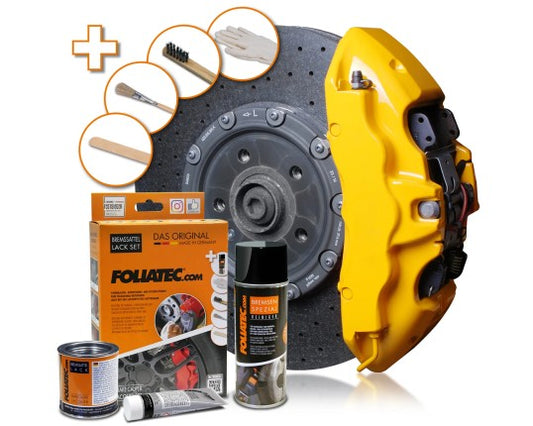 Foliatec Brake Caliper Lacquer Set - 3 Components - Performance Yellow