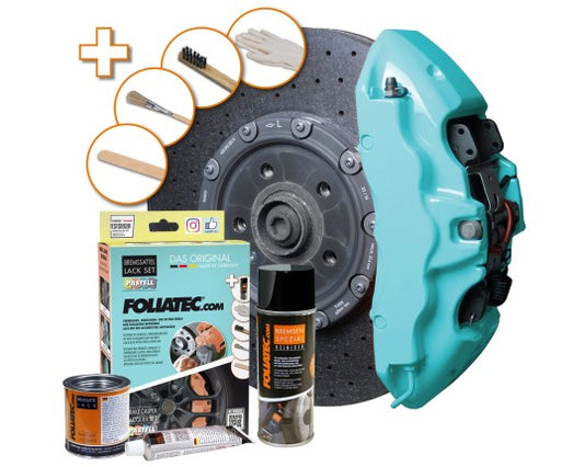Foliatec Brake Caliper Lacquer Set - 3 Components - Pepper mint