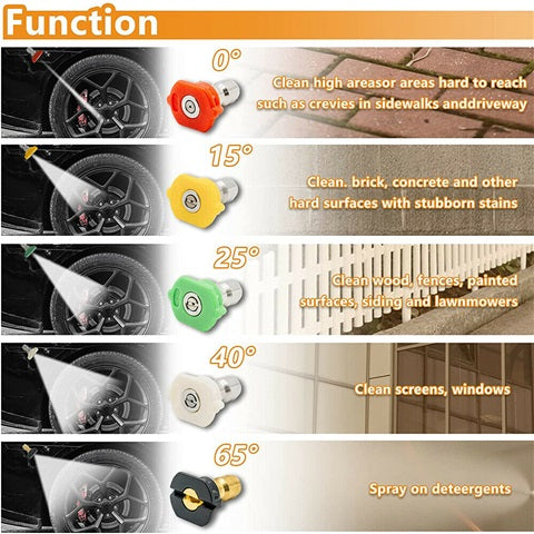 5PC Pressure washer quick release spray nozzles