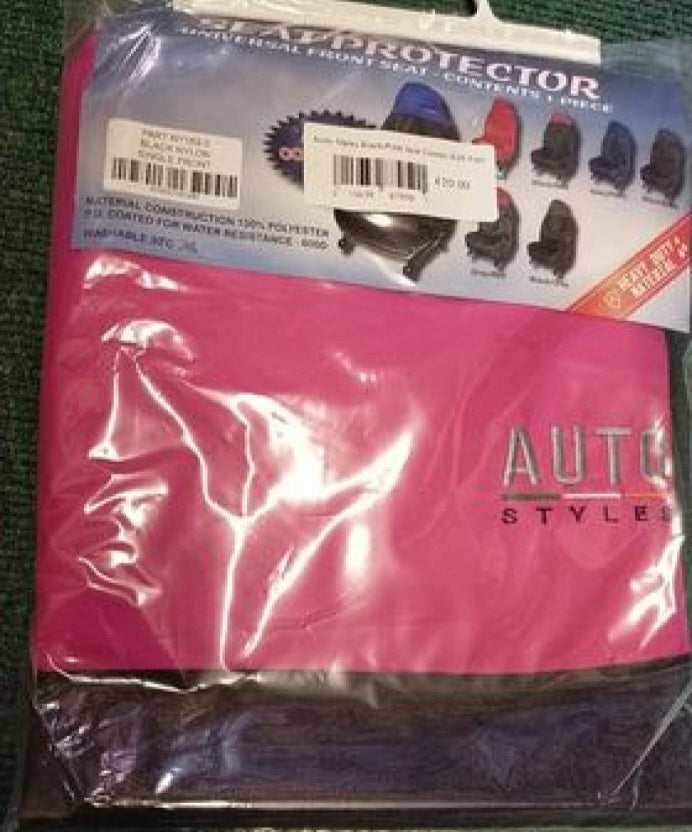 Auto-Styles Seat Cover - Black/ Bright Pink Pair
