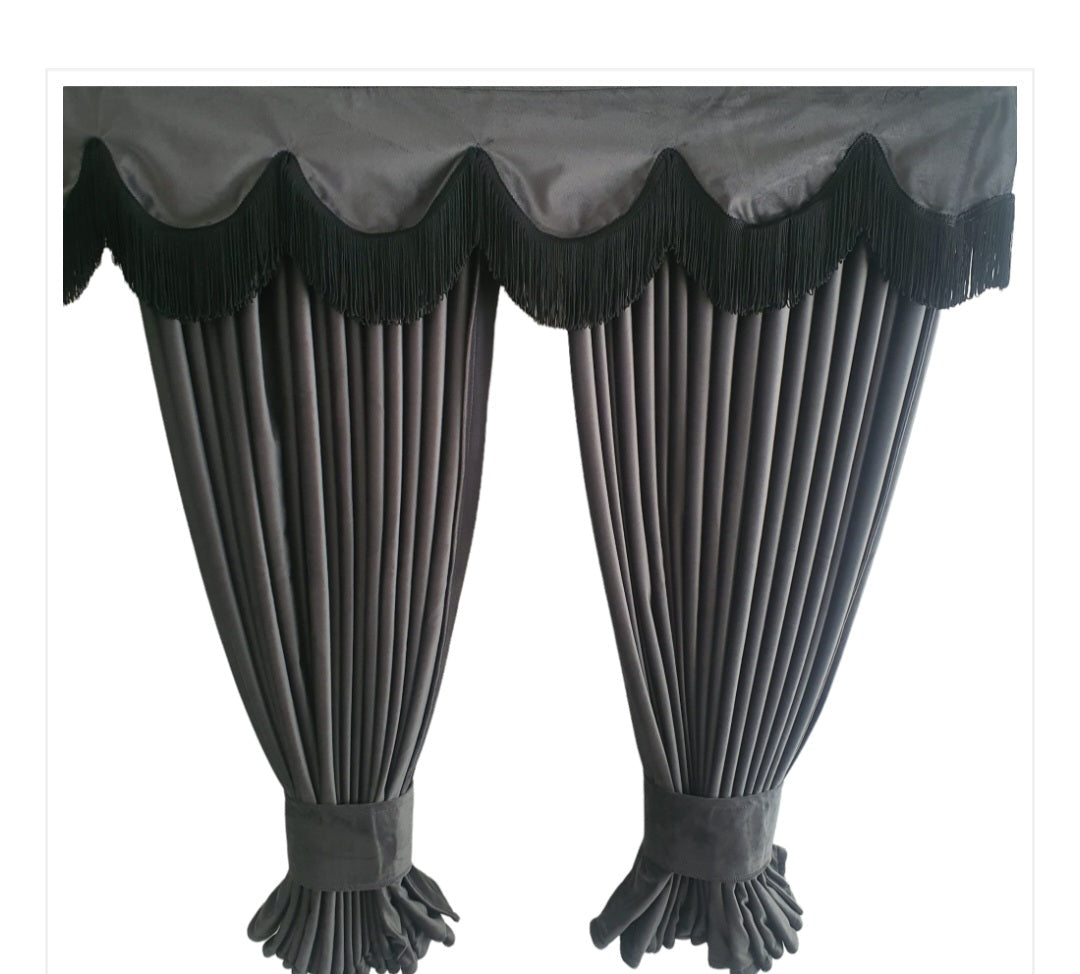 CMG GREY TRUCK CURTAINS WITH PELMET