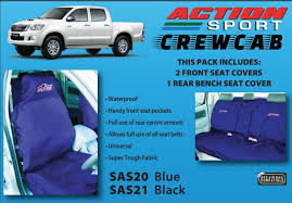 ACTION SPORT HEAVY DUTY 4x4 Seat Covers Waterproof CREWCAB SET Black