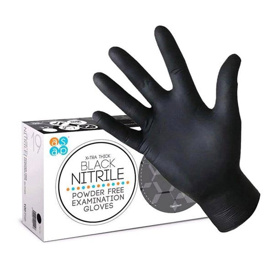ASAP X-tra Thick Black Nitrile Powder Free Examination Gloves, 100 per Box