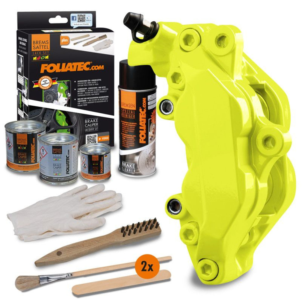Foliatec Brake Caliper Lacquer Set - 3 Components - Neon Yellow
